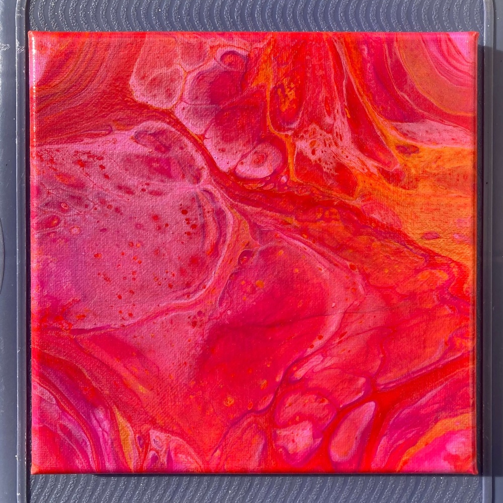 Solpor 8"x8" Painting by Color Fluent Art (Red/Orange/Pink)